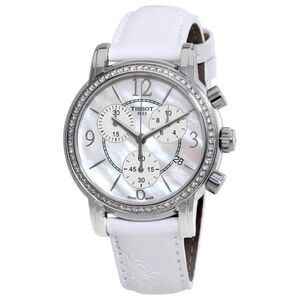 Tissot Women's Dressport Diamond Synthetic Leather Watch, 35mm, White Pearl, NWT